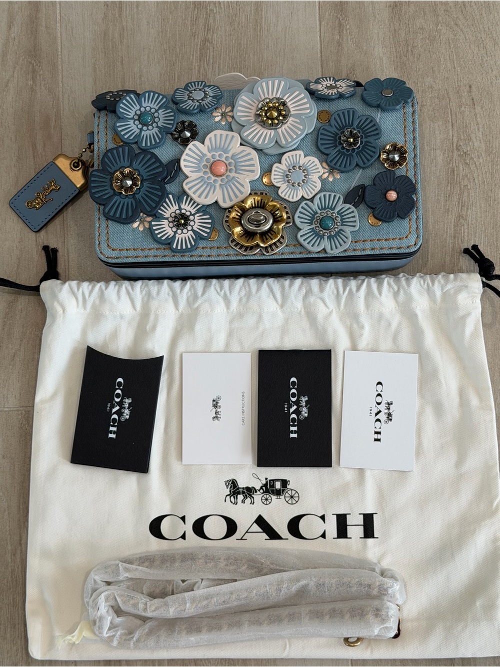 NWT Rare Coach 1941 Denim Tea Rose Dinky 53705